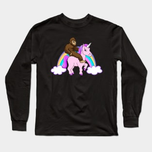 Bigfoot Riding A Unicorn Long Sleeve T-Shirt